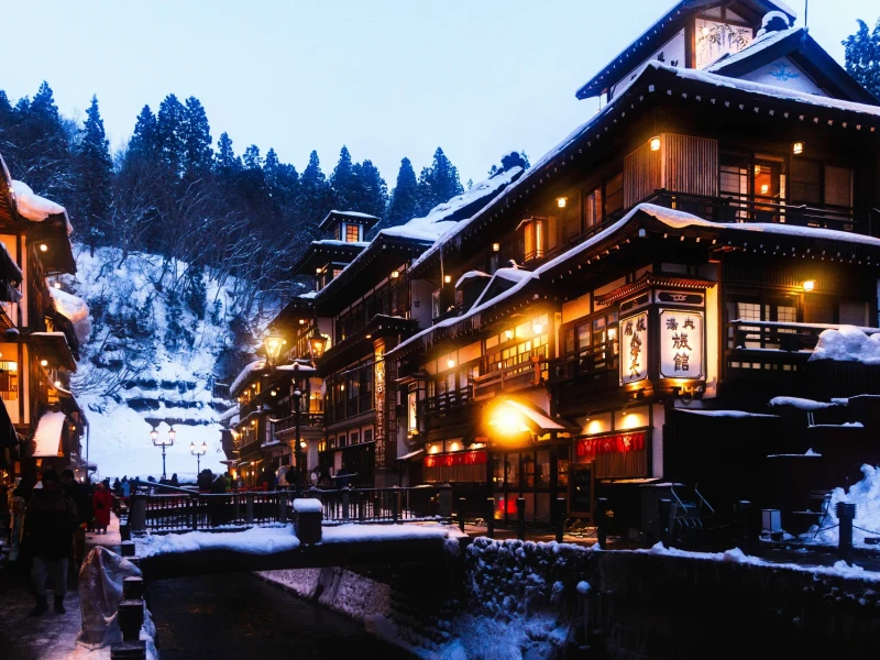 Tohoku Kış Kaçamağı 2 Gün: Ginzan Onsen Işıklandırmaları, Akşam Kar Eğlencesi ve Meyveler